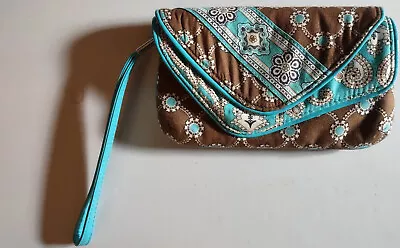 Vera Bradley Used Wristlet Zip Pouch Wallet Purse Clutch 7  X 4  Magnetic Clasp • $15