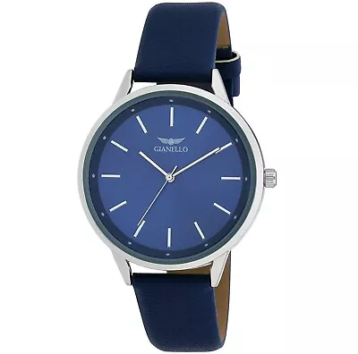 Gianello Mens Minimalist Silver Case 42mm Strap Watch • $67.99