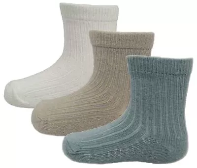 Baby Boy Socks 3 Pairs Ribbed Triple Pack Cotton Rich • £3.79