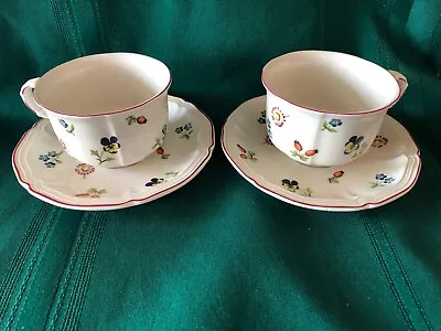 2 Villeroy & Boch Petite Fleur Pattern Cups & Saucers Luxembourg 3-1/2  X 2-1/4  • $16