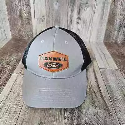 Ford Maxwell Snapback Trucker Hat Leatherette Patch Black/Gray Work Shirt Fabric • $14.99