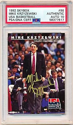 1992 Skybox USA Mike Krzyzewski Gold Ink Autographs Auto #96 PSA/DNA 10 - QTY • $1299.99