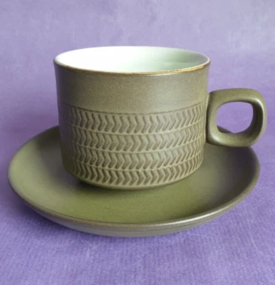 Vintage Denby 'Chevron' Cup & Saucer Designed By Gill Pemberton In 1961 • £2.99