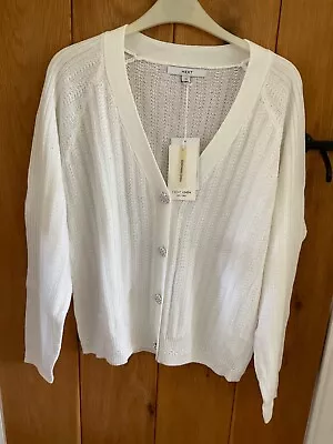 BNWT NEXT Ladies Size M White Acrylic & Linen Blend V-Neck Cardigan Rrp£36 • £18