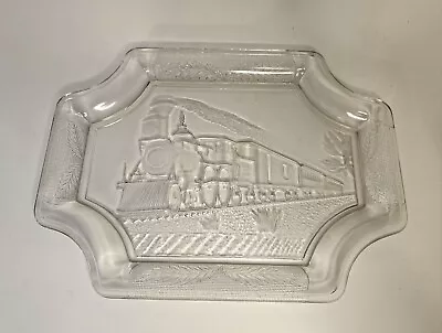 Antique Canton Glass Raikroad Plate Train Platter Bread Server EAPG 1882 • $32