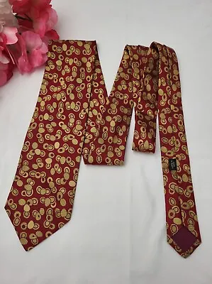 Men's Charvet Place Vendome Silk NECK Tie Made In France RED GOLD • £22.79