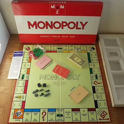 Vintage 1972 MONOPOLY Board Game Original Red Long Box 100% COMPLETE Waddingtons • £15.90