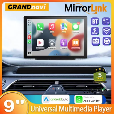Portable 9” Multimedia Car Stereo Wireless Carplay Android Auto Radio MP5 Player • $94.29