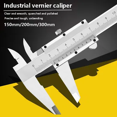 Portable Metal 150/200/300mm Vernier Slide Caliper Ruler Gauge Measuring Tool • £9.99