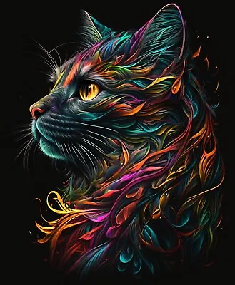 Rainbow Cat Iron On Transfer For T-Shirt + Other Light & Dark Fabrics #4 • $5