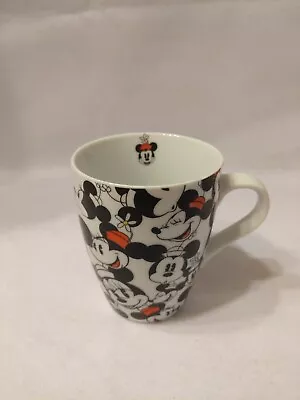 Disney Brand Minnie Mouse Black White Mug Cup Red Inside The Lip Face Tea Coffee • $10.99