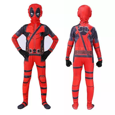 Deadpool Bodysuit Fancy Dress Superhero Costume Kids Boys Party Cosplay Jumpsuit • $23.08