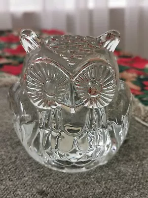 Vintage Viking Glass Owl Party Lite Clear Glass Votive Candle Holder Sticker • $13.17