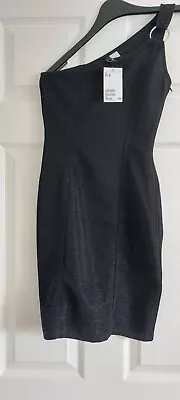 H&M Black One Shoulder Black Dress Size 6 BNWT • £5