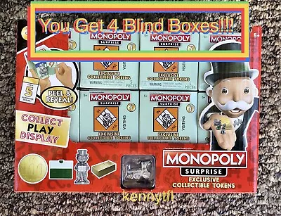 4x Monopoly Surprise Exclusive Collectible Tokens 5 Piece Blind Sealed Boxes New • $9.99