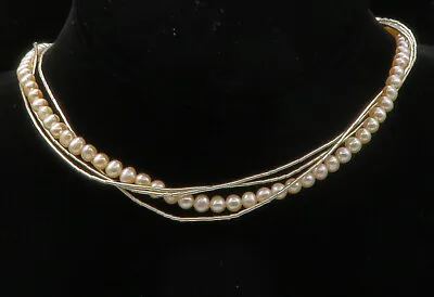 925 Sterling Silver - Petite Pink Pearls Multi-Strand Chain Necklace - NE2165 • $79.97