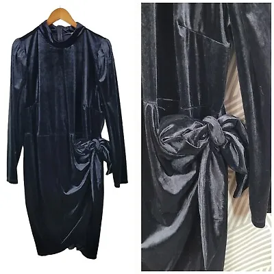 Eloquii Black Velvet Dress Plus Size 24W Evening Alt Grunge Sexy Special Event • $22.77