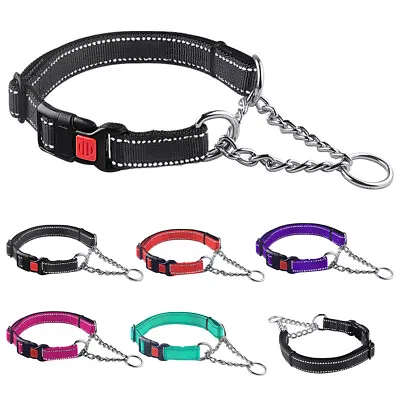 Nylon Reflective Half Chain Martingale Dog Choke Collar Training Guardian Gear • £8.29