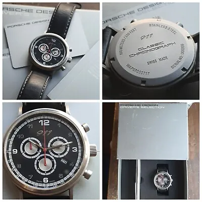 Porsche Design Driver's Selection 911 Swiss Chronograph WR100 WatchBox Papers • £260
