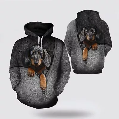 Dachshund Face 3D All Over Print Hoodie Shirt  Dog 3D Hoodie Shirt • $28.95