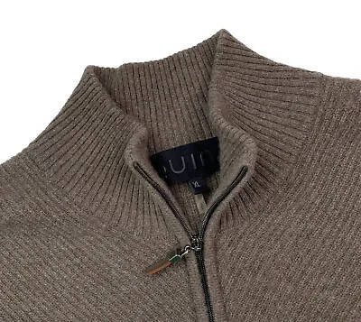 Mens XL QUINN Mid Brown 100 % Cashmere 1/4 Zip Sweater • $59.95