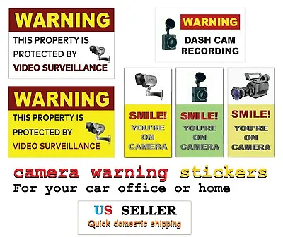 Video Surveillance Stickersmile You're On Camera   Camera Warning dash Cam   • $2.50