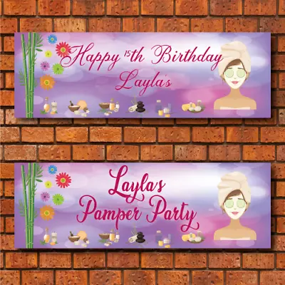£3.69 • Buy 2 Personalised Pamper/spa Party Birthday Banners - Any Name/age/message