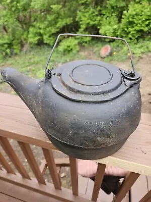 Vintage Cast Iron Campfire Tea Kettle Black Pot No. 8 With Swivel Lid Humidifier • $22.99