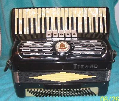 $679 • Buy  Titano Standard Accordion 3 & 4 Reeds Accordian V. Good Cond. 17  Keys Black  