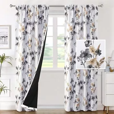 H.VERSAILTEX 100% Blackout Curtains For Bedroom Cattleya Floral Printed Drapes 8 • $92.51