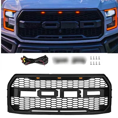 Front Radiator Grill Hood Grille For 2015 2016 2017 Ford F150 F-150 W/LED Lights • $98.59