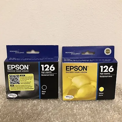 GENUINE Epson 126 HIGH CAPACITY Black & Yellow Ink Cartridges EXP 06/26 / 9/14 • $17.99