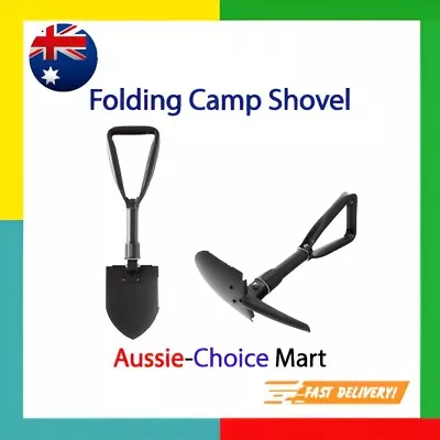 Folding Shovel D-Handle Military Entrenching Tool Survival Gear Camping Hiking • $10.99