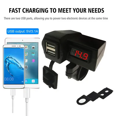 $14.88 • Buy 12V Waterproof Motorcycle Dual USB Charger Power Port Adapter Accessories