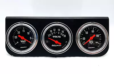 Vintage Auto Meter Gauge Trio Vacuum Pressure Volts Oil • $79