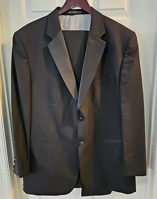 Geoffrey Beene 2 Piece Tuxedo Suit Mens 46R 38x32 Solid Black • $59.99