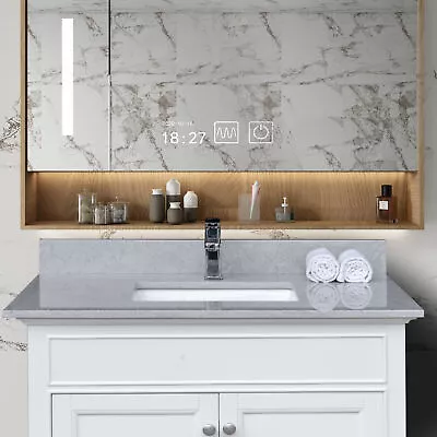 Montary 37  Calacatta Gray Engineered Marble Bathroom Vanity Top With Sink • $392.49