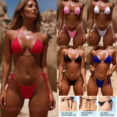 New Sexy Mini Bikini Shiny Women Brazilian G-String Set Thong Swimwear Swimsuits • $10.13