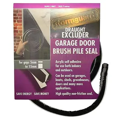 Garage Door Brush Pile Draught Excluder Weather Proofing Seal Self Adhesive 7M • £17.99