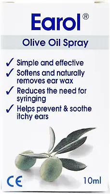 Earol Olive Oil Spray 10ml - Softens & Removes Ear Wax - Soothe Itchy Ears • £6.70