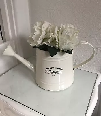 £5.99 • Buy LA BOUTIQUE DE FLEURS *AMORETTE* Enamel Flower Bucket/Pot+Artificial Flowers