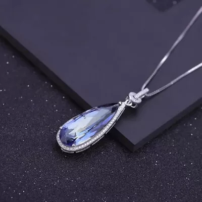 11.48Ct Natural Iolite Blue Mystic Quartz Pendant 925 Sterling Silver Necklace • $55.25