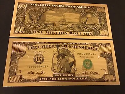 US Gold Banknote One Million Dollars Paper Money Bill Novelty • $1.75