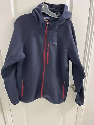 Patagonia Performance Better Sweater Hoodie Zip Blue Fleece Jacket Men’s L *hole • $69.99