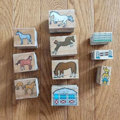 Melissa & Doug Wooden Horse Stable Themed Stamps Set Of 10 Preowned • $8