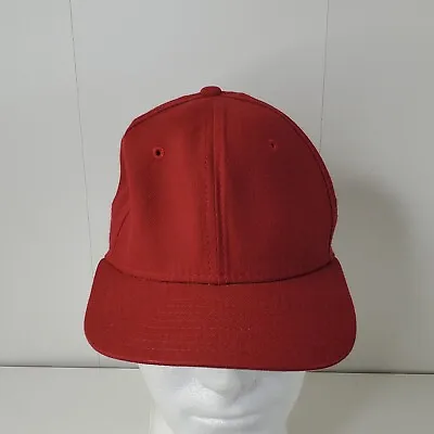 VTG New Era Blank Red Burgandy Fitted Hat Size 7 Baseball Cap Wool Made In USA • $15.19