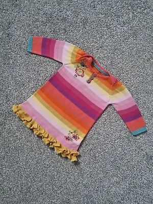 Marks & Spencers Baby Girls Dress 3-6 Months Knitted Rainbow Embroidered S • £3.99