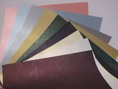 10 X 1-Sided 12 X12  Scrapbooking 120gsm Pearlescent Textured Backing Paper • £6.05