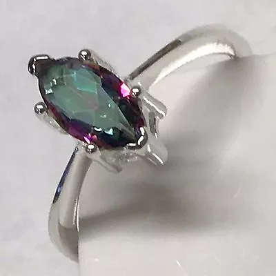 Gorgeous 1ct Mystic Topaz 925 Solid Sterling Silver Solitaire Marquise Ring Sz 7 • $37.99