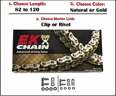 EK Chains 520 SRO6 Oring Drive Chain Natural Or Gold W Clip Or Rivet Master Link • $102.30